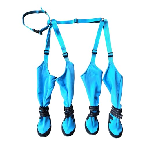 Robuste Hundestiefel mit Rutschfester Sohle Sicherheitsgurt für alle Wetterbedingungen innen draußen (Blue, XXXXL) von Poo4kark