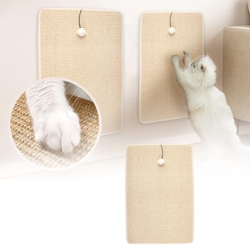Sisal-Katzenkratzunterlage für Hauskatzen langlebige Kratzmatte Stressabbau Kratzbrett Wandpad Kratzfläche (Khaki, 60x40cm) von Poo4kark