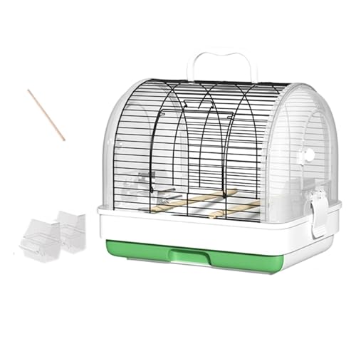 Tragbarer Vogelkäfig Reisevoliere Metall Kunststoff Innenbereich Papageienkäfig Freisitz Futternäpfe Transportkäfig Voliere für Vögel (Black, 42x32x37cm) von Poo4kark