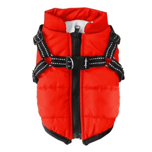 Winterweste mit integriertem Geschirr als warme Skijacke für Haustiere bei kaltem Wetter (A, S) von Poo4kark