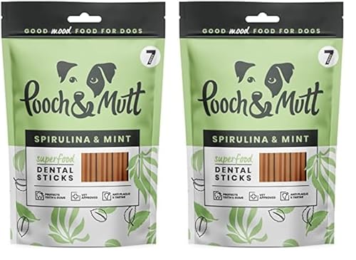 Pooch & Mutt - Dental Sticks für Hunde mit Spirulina & Minze, 251g Packung (Packung mit 2) von Pooch & Mutt