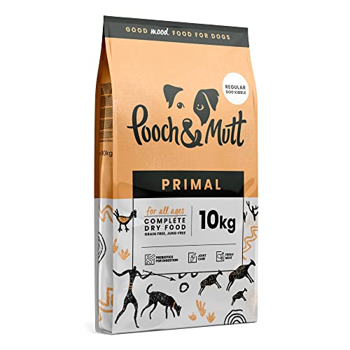 Pooch & Mutt - Primal Getreidefreies Hundetrockenfutter mit Hohem Proteingehalt für Hunde (Normale Krokettengröße), Lamm- und Straußengeschmack, 10 kg von Pooch & Mutt