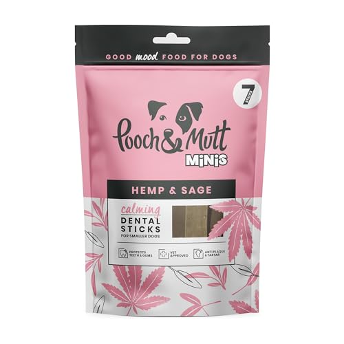 Pooch & Mutt - Calming Dog Small Dental Sticks, Hanf- und Salbei-Geschmack Hundezahnpflege, 1 Packung mit 7 Sticks von Pooch & Mutt