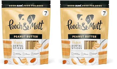 Pooch & Mutt - Training Dental Sticks für Hunde mit Erdnussbuttergeschmack, 1 Packung mit 7 Sticks (Packung mit 2) von Pooch & Mutt