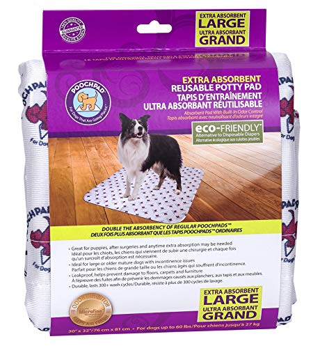 PoochPad Extra saugfähiges, waschbares, wiederverwendbares Töpfchen-Pad für Hunde (groß) – unvergleichliche Geruchskontrolle, auslaufsicheres Pinkelkissen für Welpen-Training von PoochPad