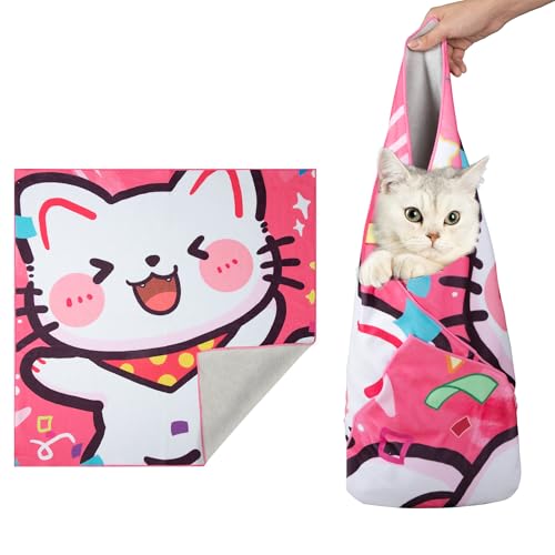 Poochies Sprouts Katzenwickel zum Schneiden von Nägeln, Katzenfesseln zum Nagelschneiden (80 x 87 cm), Katzen-Wickeltuch für ausgewachsene Katzen, Burrito-Wrap kann zum Schneiden von Katzennägeln von Poochies Sprouts