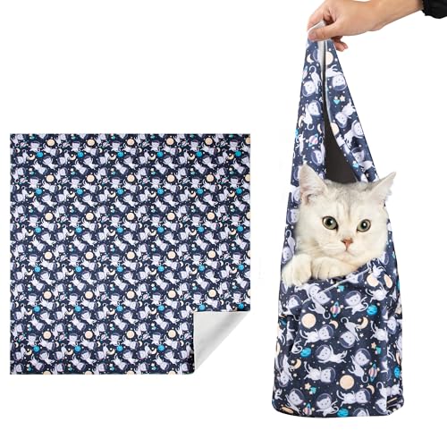 Poochies Sprouts Katzenwickel zum Schneiden von Nägeln, Katzenwickel, um ein Entkommen zu verhindern (55 x 55 cm, Katzen-Wickeltuch für Kätzchen, selbstklebendes Katzen-Burrito-Wickeltuch, kann zum von Poochies Sprouts