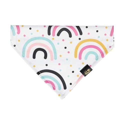 Poocii Hundehalstuch, Motiv: Happy Rainbows, Größe L, für Welpen, Taschentuch, Zubehör für jede Rasse, Haustiergeschenk von Poocii