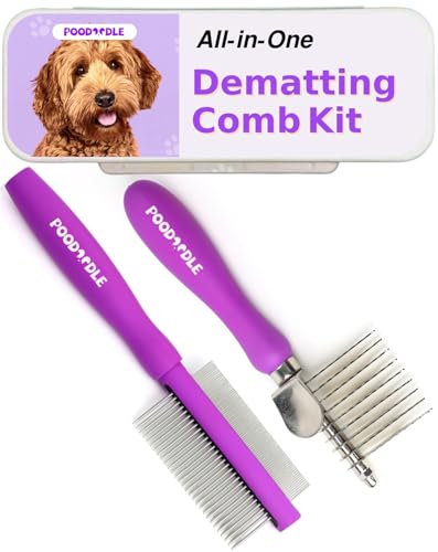 Poodoodle Lovely Pudel & Doodles Fellpflege-Werkzeug-Set für Hunde und Katzen, Kamm zum Enthaaren, Unterwolle, Goldendoodles, Labradoodle, Asuusiedoodle, Bürste zum Entfernen von Knoten, Matten Poodoodle Lovely Pudel & Doodles Fellpflege-Werkzeug-Set für Hunde und Katzen, Kamm zum Enthaaren, Unterwolle, Goldendoodles, Labradoodle, Asuusiedoodle, Bürste zum Entfernen von Knoten, Matten von Poodoodle