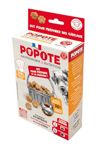 POPOTE – Hundeleckerli – Rezeptur mit Huhn – Reich an tierischen Proteinen – Hohe Verdaulichkeit – Französische Herstellung – Für die Zubereitung zu Hause – 1 Beutel mit Zubereitung + 1 Pad – 200 gr. von Popote