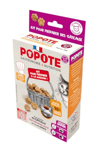 POPOTE – Leckerbissen für Katzen – Rezeptur mit Huhn – Reich an tierischen Proteinen – Hohe Verdaulichkeit – Französische Herstellung – Zum Kochen zu Hause – 1 Beutel Zubereitung + 1 Pad – 200 gr. von Popote