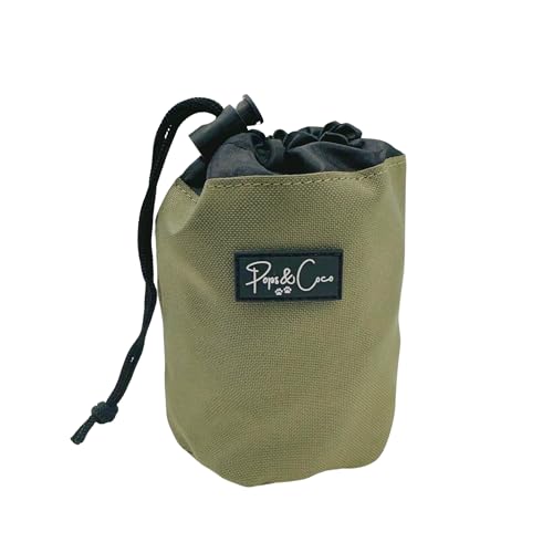 Pops & Coco Hundesnacktasche für Leckerlis, mit Karabinerhaken, selbstklebend, Kordelzug, ideal für Training, Spaziergänge mit dem Hund, Wanderungen und Ausflüge, Olivgrün Pops & Coco Hundesnacktasche für Leckerlis, mit Karabinerhaken, selbstklebend, Kordelzug, ideal für Training, Spaziergänge mit dem Hund, Wanderungen und Ausflüge, Olivgrün von Pops & Coco