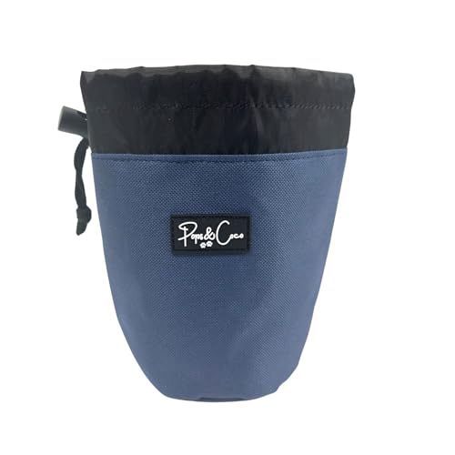Pops & Coco Leckerli-Tasche für Hunde, Snack-Tasche, Karabinerhaken mit Klebeverschluss, ideal für Training, Spaziergänge, Wanderungen und Ausflüge, Blau von Pops & Coco