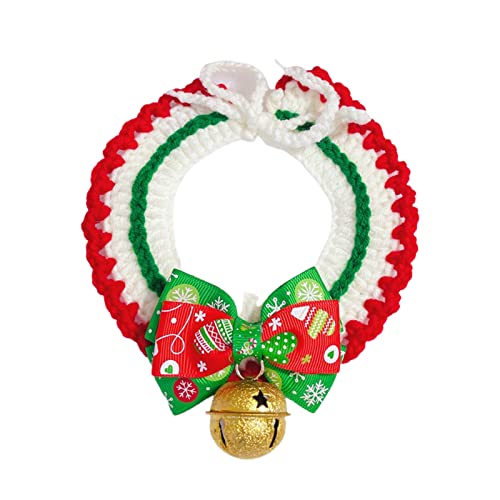 Haustier-Halsband, weihnachtlich, hautfreundlich, exquisites Muster, elastisch, verstellbar, nicht reizend, Polyester, Schleife, Stil von Porceosy