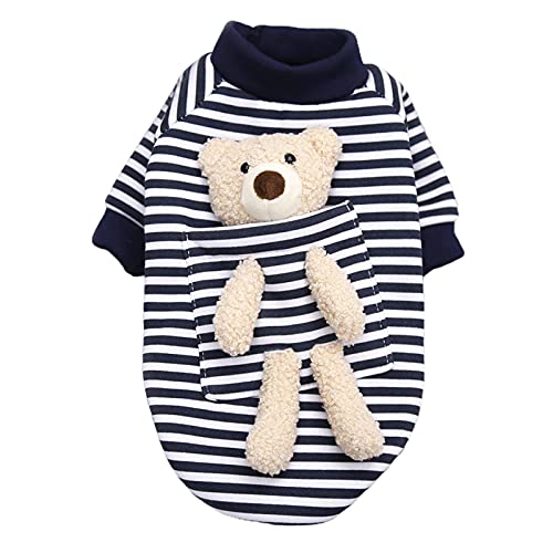 Haustiermantel, Haustier-Sweatshirt, Streifenmuster, hält Wärme, weiche Textur, Haustier-Hundepullover, Outfit mit Puppe für den Winter, Haustierkleidung, Rundhalsausschnitt Haustiermantel, Haustier-Sweatshirt, Streifenmuster, hält Wärme, weiche Textur, Haustier-Hundepullover, Outfit mit Puppe für den Winter, Haustierkleidung, Rundhalsausschnitt von Porceosy