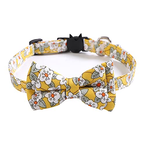 Katzenhalsband, leicht, schöner Stoff, kleine florale Schleife, Haustier-Halskette für den täglichen Gebrauch, Haustierzubehör von Porceosy
