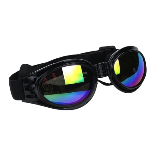 Porceosy Atmungsaktive Haustier-Sonnenbrille mit Luftlöchern, polarisiert, für kleine Rassen, UV-Schutz, winddicht, verstellbar, faltbar, elastisch, Schwarz von Porceosy