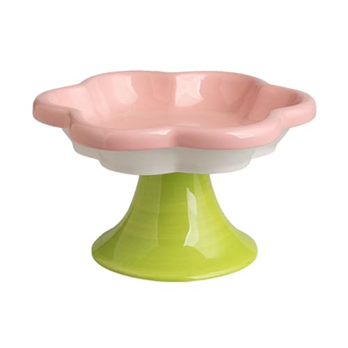 Porceosy Erhöhte Katzennäpfe aus Keramik, Blumenform, erhöhter Katzenfutter, Wassernapf, kleine Katze, Futternapf für Katzen, kleine Hunde, Rosa von Porceosy