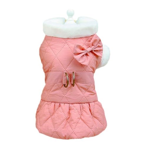 Porceosy Gemütlicher, modischer Haustiermantel, warm, wasserdicht, reflektierend, mit Fleece gefüttert, mit Schleife, Dekoration, tragbarer Traktionsring, Winterjacke, Rosa, Größe S Porceosy Gemütlicher, modischer Haustiermantel, warm, wasserdicht, reflektierend, mit Fleece gefüttert, mit Schleife, Dekoration, tragbarer Traktionsring, Winterjacke, Rosa, Größe S von Porceosy