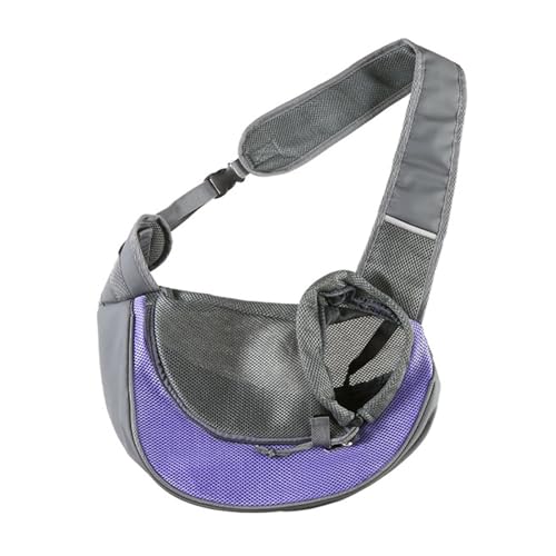 Porceosy Großer Haustier-Tragerucksack – große Kapazität, Reißverschluss, freihändige Netztasche, atmungsaktives Design, Netzstoff, Crossbody-Tasche für Spaziergänge im Freien, Lila, L von Porceosy