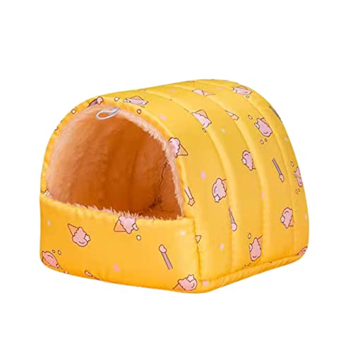 Porceosy Hamsterhaus für kleine Haustiere, halbgeschlossen, bedruckt, großer Raum, Kälteschutz, weiches Ruhe- und Schlaftuch, Federmuster, Eichhörnchenbett für den Winter von Porceosy
