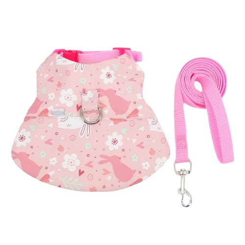 Porceosy Haustier-Traktionsleine, verstellbares Meerschweinchen-Geschirr, Cartoon-Blumenmuster, Weste, Seil, Kaninchen, weich, atmungsaktiv, Brustgurt, für kleine Haustiere, Rosa, Größe M Porceosy Haustier-Traktionsleine, verstellbares Meerschweinchen-Geschirr, Cartoon-Blumenmuster, Weste, Seil, Kaninchen, weich, atmungsaktiv, Brustgurt, für kleine Haustiere, Rosa, Größe M von Porceosy