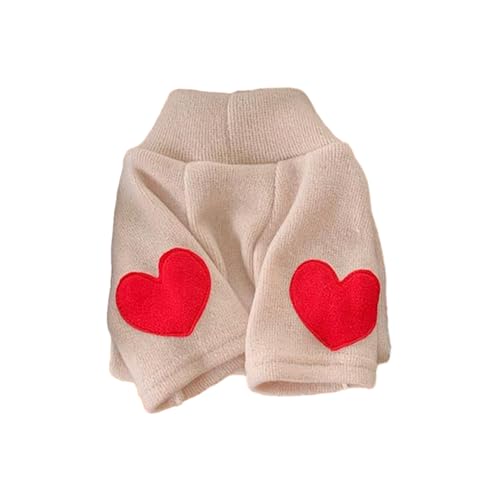 Porceosy Haustierpullover mit Herzmuster, präzise Verkabelung, Pullover, modisches Liebes-Hundeshirt, Bequeme warme Kleidung für zweibeinige Katzen Khaki M von Porceosy