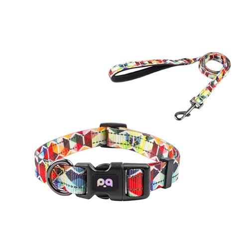 Porceosy Hundehalsband für Sicherheit, Blumenmuster, verstellbare reflektierende Streifen, Set mit Traktionsleine, Muster, mehrfarbig, L Porceosy Hundehalsband für Sicherheit, Blumenmuster, verstellbare reflektierende Streifen, Set mit Traktionsleine, Muster, mehrfarbig, L von Porceosy