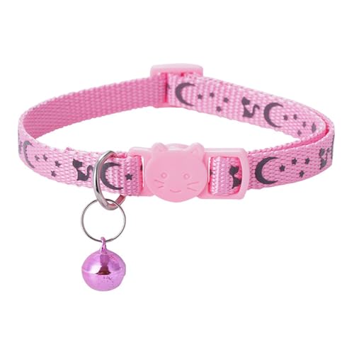 Porceosy Katzenhalsband, verstellbar, mit Glocke und Sicherheitsschnalle, Stern-Mond-Druck, Breakaway-Nylonhalsband für Kätzchen, Katzen, Rosa Porceosy Katzenhalsband, verstellbar, mit Glocke und Sicherheitsschnalle, Stern-Mond-Druck, Breakaway-Nylonhalsband für Kätzchen, Katzen, Rosa von Porceosy