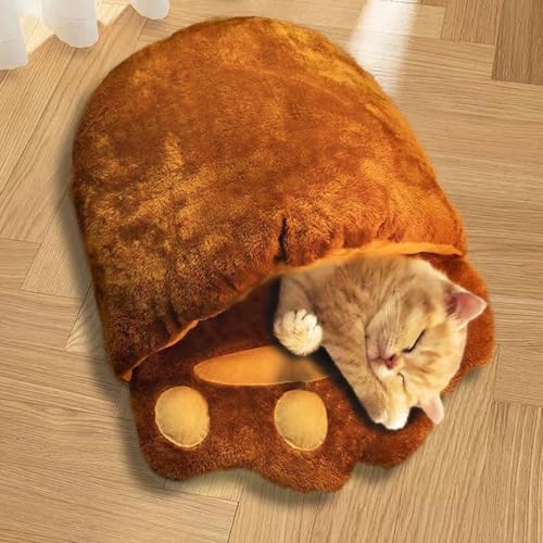 Porceosy Katzenschlafsack, Katzennest für drinnen, pelziges, selbstwärmendes Katzenhöhlenbett, Winter-Plüsch-Haustier-Kuschelsack, 360-Grad-Wärme, Haustier-Versteckbett für Kätzchen, Welpen unter 2 von Porceosy