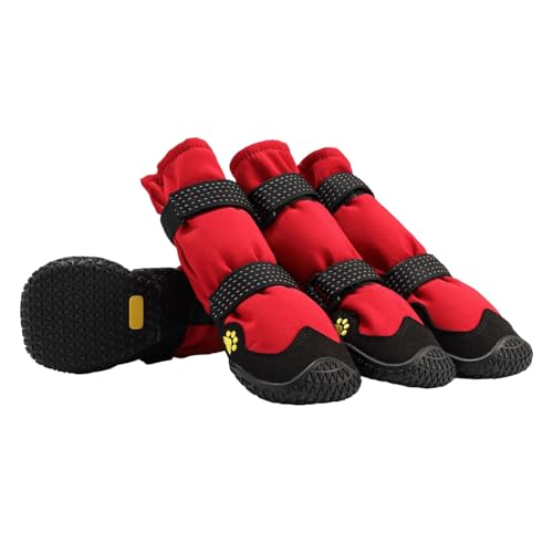 Porceosy Niedliche, bequeme Hundeschuhe zum Spazierengehen, wasserdichte Schneestiefel mit reflektierenden Riemen, atmungsaktiv, rutschfeste Sohle, Größe M bis L, Rot, 4 Stück Porceosy Niedliche, bequeme Hundeschuhe zum Spazierengehen, wasserdichte Schneestiefel mit reflektierenden Riemen, atmungsaktiv, rutschfeste Sohle, Größe M bis L, Rot, 4 Stück von Porceosy