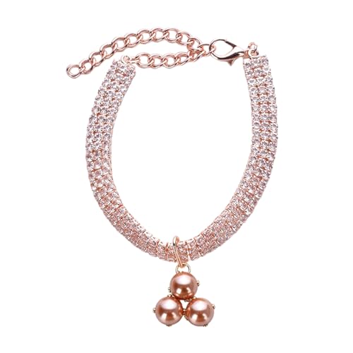 Porceosy Pet Necklace Lightweight Dog Collar with Adjustable Extension Chain Lobster Clasp Design Bling Rhinestone Pet Collar Pendant Adjustable Pet Collar Rose Gold S von Porceosy