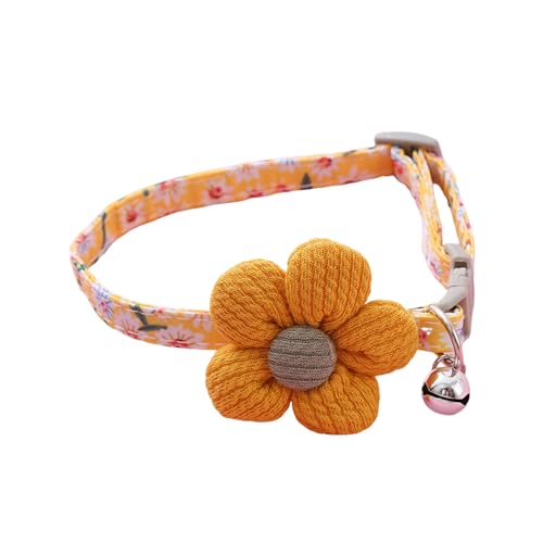 Porceosy Strass-Haustierhalsband mit glitzernden Blumenmustern, Katzenglocke, verstellbar, modisch für kleine Hunde, dekorativ, Gelb, B Porceosy Strass-Haustierhalsband mit glitzernden Blumenmustern, Katzenglocke, verstellbar, modisch für kleine Hunde, dekorativ, Gelb, B von Porceosy