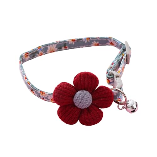 Porceosy Strass-Haustierhalsband mit glitzernden Blumenmustern, Katzenglocke, verstellbar, modisch für kleine Hunde, dekorativ, Rot, B Porceosy Strass-Haustierhalsband mit glitzernden Blumenmustern, Katzenglocke, verstellbar, modisch für kleine Hunde, dekorativ, Rot, B von Porceosy