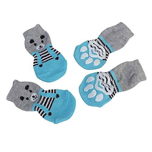 Socken mit herzförmigem Druck, bequemes Hundezubehör, rutschfest, warm, Pfotenschutz für Haustiere, warme Socken, 4 Stück von Porceosy