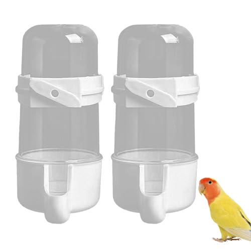 2 Stück Vogel Wasserspender, Kunststoff Wasserspender für Wellensittiche, automatische Wellensittich Futterspender für Käfige, hängendes Vogelkäfig Zubehör, kein Durcheinander(200 ml) von Porgeel