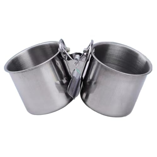 Edelstahl Vogelschalen 2 Tassen Vogelfutter und Wasserschalen mit sicheren Klammern für Sittichpapageien (mittel 2, Zoll) von Porgeel