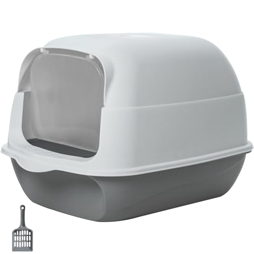 Große bedeckte Katzenratstrauder Katze Katzentoilette Gehäuse Kapuzenkatze Katzentoilette mit abnehmbarem Deckel & Müll geschauft Antispritzer bedeckter Katzen -Toilette grau Große bedeckte Katzenratstrauder Katze Katzentoilette Gehäuse Kapuzenkatze Katzentoilette mit abnehmbarem Deckel & Müll geschauft Antispritzer bedeckter Katzen -Toilette grau von Porgeel
