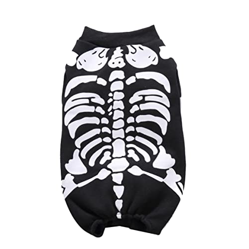 Halloween Hundekostüme Halloween Party Skelett Hunde Hunde Katze Jumpsuit Cosplay Kostüm Dress Up Kätzchen Welpenbekleidung (Black M) von Porgeel