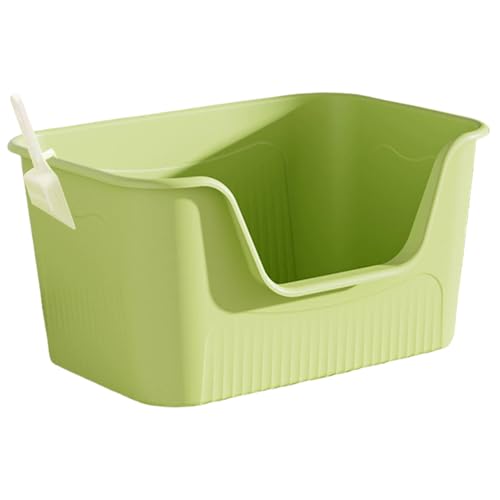 Hochseitige Katzentoilette, 17x14x9 Anti -Spritzer -Open -Top -Katzentoilette mit Schaufel, schlanke und einfache praktische Plastikkatze für Katzenhäuser oder Außengebrauch von Porgeel