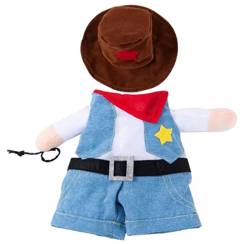 Hunde Halloween Kostüm, lustiges Hund Cowboy Kostüm mit Hut, weicher atmungsaktives Chucky, süße Kleidung für Halloween -Cosplay -Party, s von Porgeel