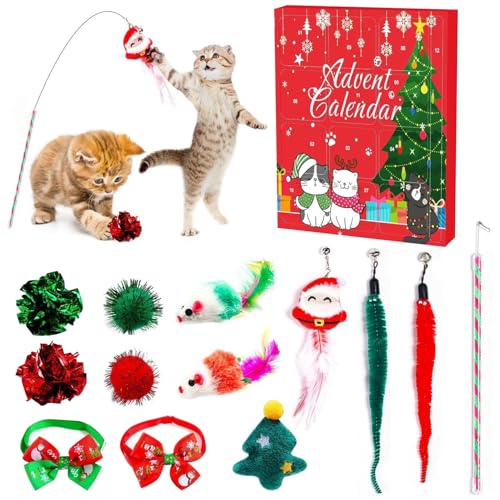 Katzen -Adventskalender süßer Katzen -Adventskalender mit Spielzeug 24 Tagen Weihnachten Countdown -Kalender für Hundekatze Katzen -Adventskalender süßer Katzen -Adventskalender mit Spielzeug 24 Tagen Weihnachten Countdown -Kalender für Hundekatze von Porgeel