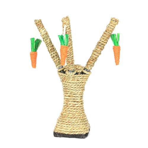 Katzenbaum für Innenkatze Kletterbaumform Rattan Graskratzer -Spielzeug für Kaninchen mit hängenden Karotten von Porgeel