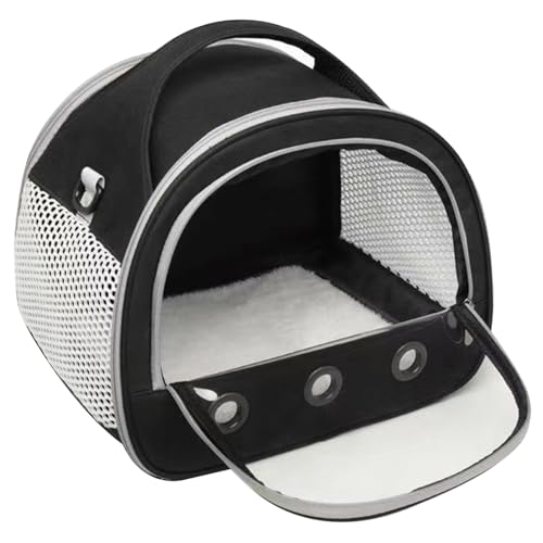 Kleine Tierträger atmungsaktive Perspektive Hamster -Träger mit Tragengriff und Abnehmbarer Schultergurt tragbarer Stabiler Hasen mit Zwei Aufbewahrungstaschen 13x8x3in (schwarz) von Porgeel