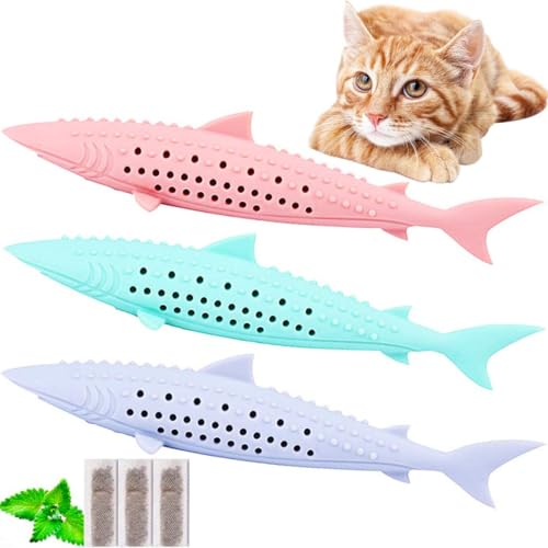 Porgeel 3 PCs Katzenzahnbürste Katzenbürstenfisch kauen Spielzeug mit Catnip interaktiver Katze mit Silikon Haustier Spielzeugkatzzzähnenreinigungsbürste Porgeel 3 PCs Katzenzahnbürste Katzenbürstenfisch kauen Spielzeug mit Catnip interaktiver Katze mit Silikon Haustier Spielzeugkatzzzähnenreinigungsbürste von Porgeel
