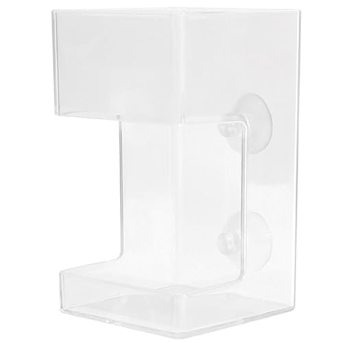 Porgeel Fischrückschlauch, ortsspezifischer 2 x 4 Zoll Fischfuttermittel mit Saugnapfbecher, rechteckiger klarer Fischfutter, Glatte und robuste Plastik-Aquarium-Feeder von Porgeel