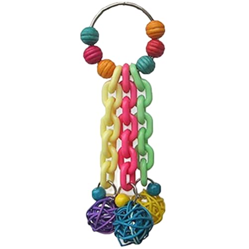 Porgeel Vogelspielzeug, farbenfrohe Kugeln Kette Hängende Papageienkauspielzeug, 11x2x2 Interaktive Papageispielzeug für kleine und mittlere Vogelaneinandersuche, Cockatiels, Conures, Lovebirds von Porgeel