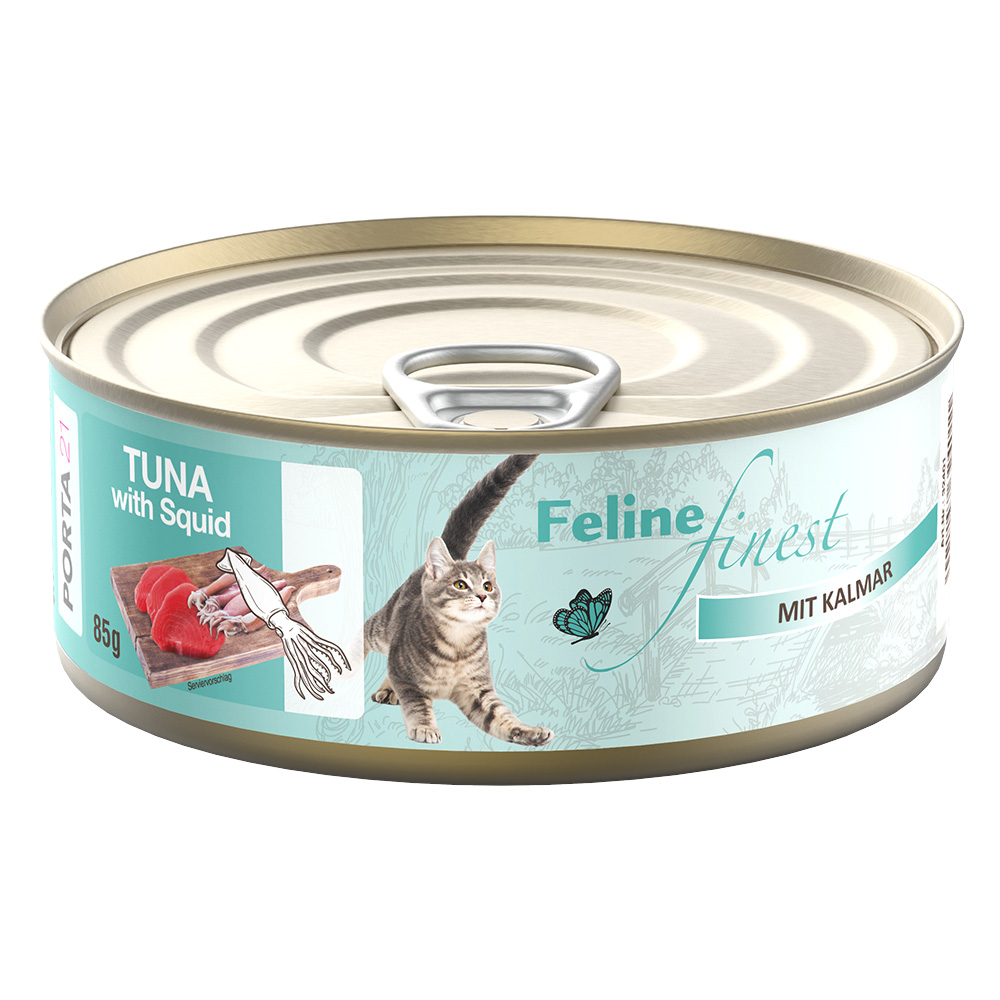 Feline Finest Katzen Nassfutter 6 x 85 g - Thunfisch mit Kalmar von Porta 21