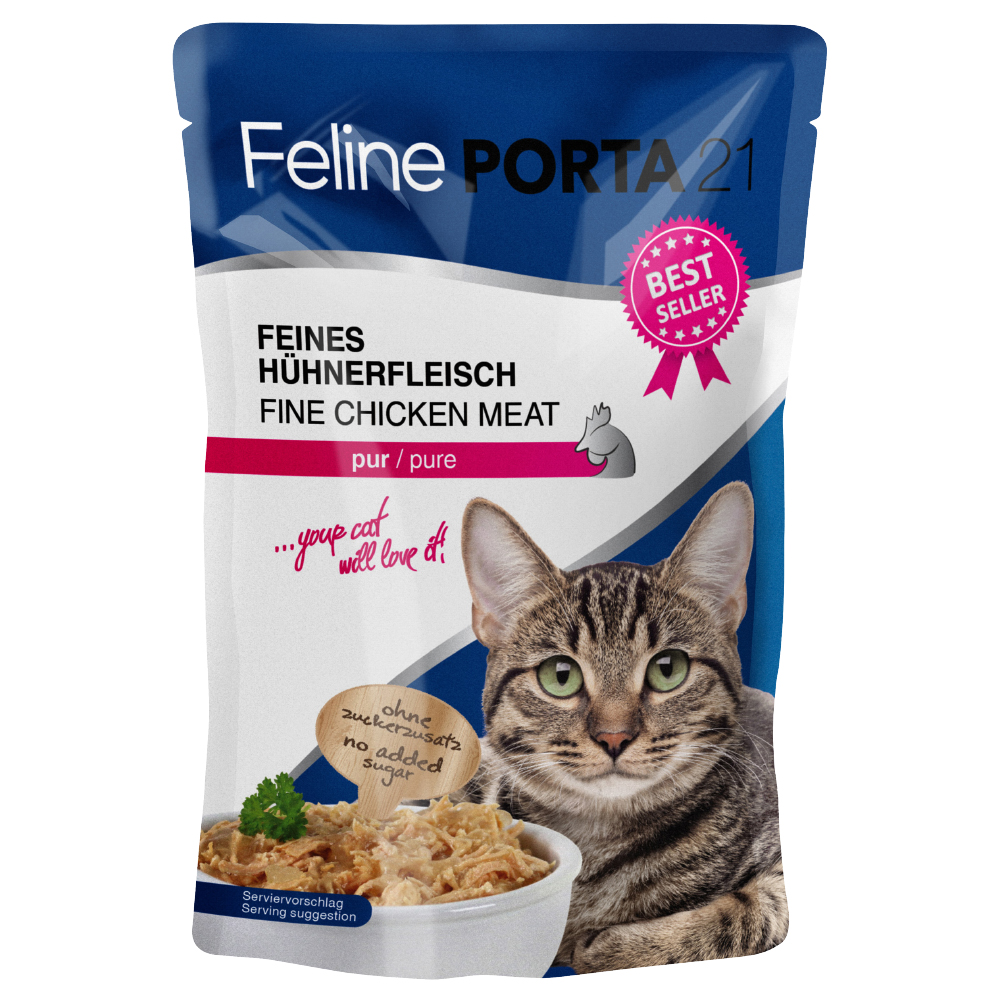 Feline Porta 21 Frischebeutel 6 x 100 g - Hühnerfleisch pur von Porta 21