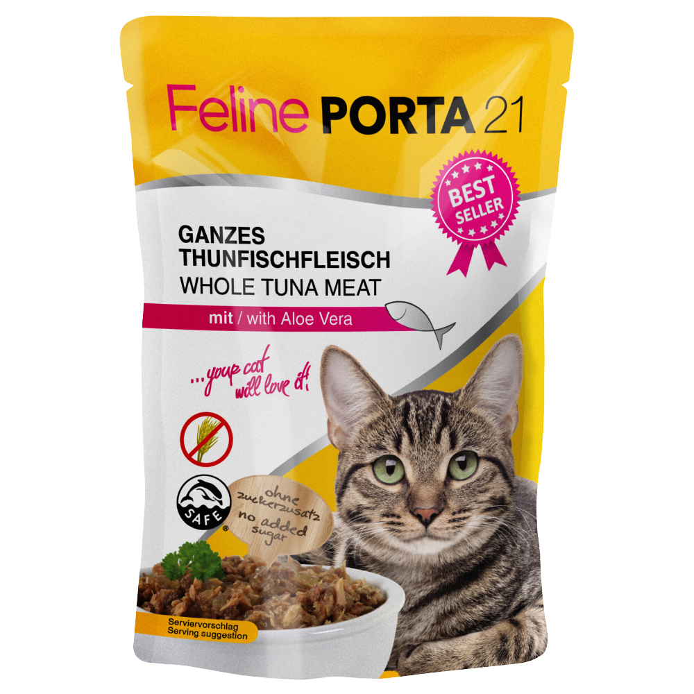 Feline Porta 21 Frischebeutel 6 x 100 g - Thunfisch mit Aloe (getreidefrei) von Porta 21